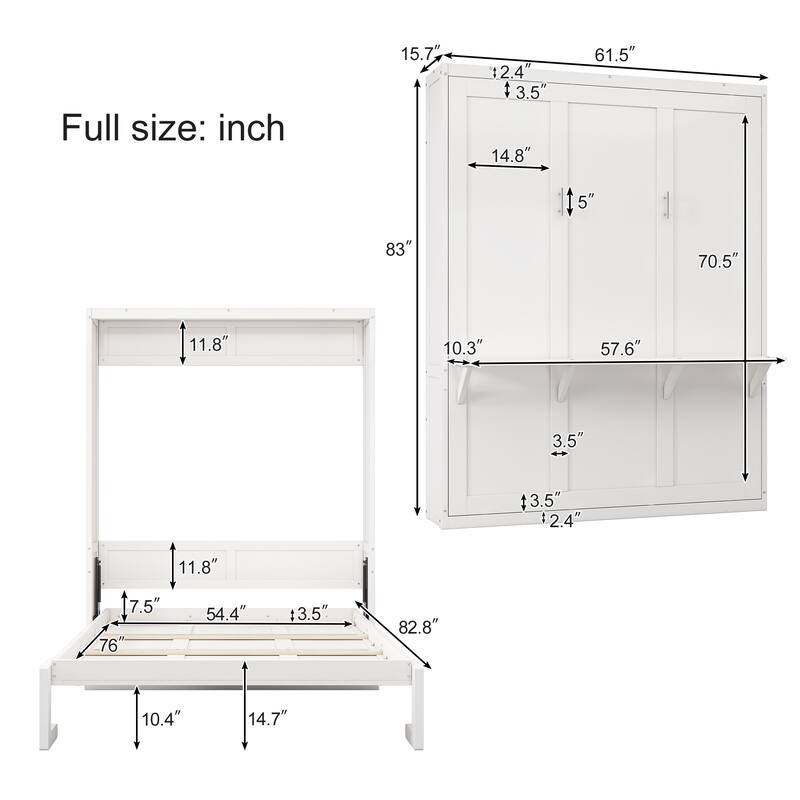 Full Size Murphy Bed with Desk Combo