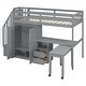 preview thumbnail 11 of 18, Twin Size Loft Bed with Stairs, Bookshelf, Drawers, Desk & Wardrobe