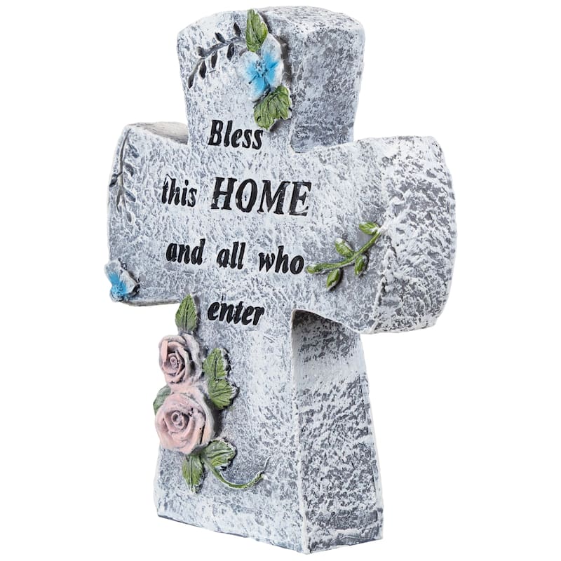 Bless This Home and All Who Enter Cross Statue - 6.75"