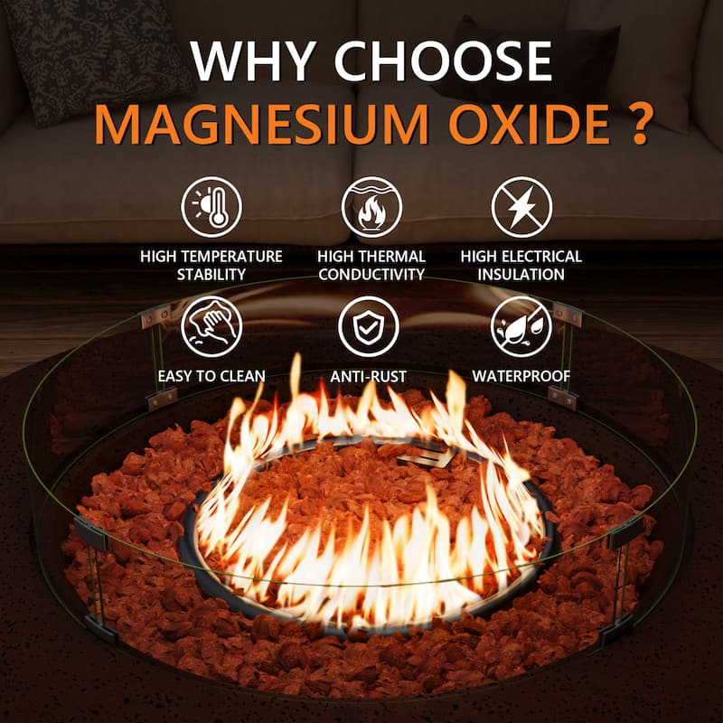 COSIEST Ecru Round Outdoor Propane Fire Pit with Wind Guard