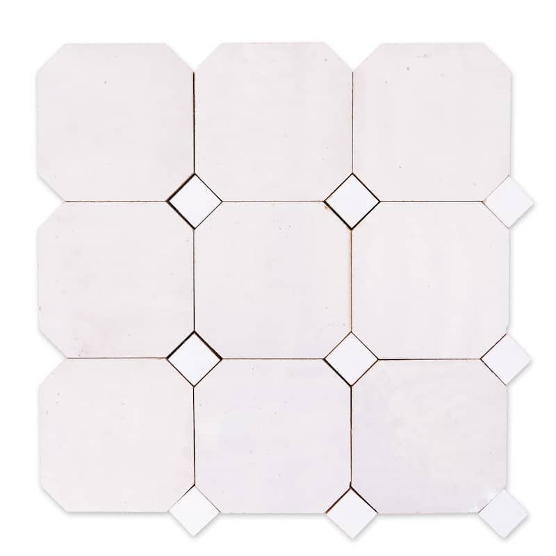 Contemporary Zellige Panels, 12" X 12" X 1/2", Off-White with White accents - Samplepiece