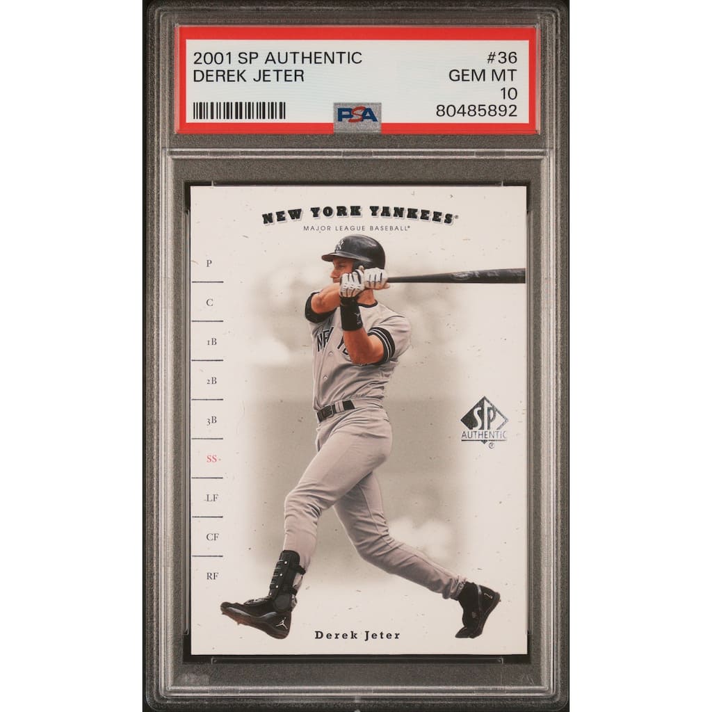 Derek Jeter 2001 Upper Deck SP Authentic Baseball Card #36 Graded PSA 10 - 8'6" x 11'6"