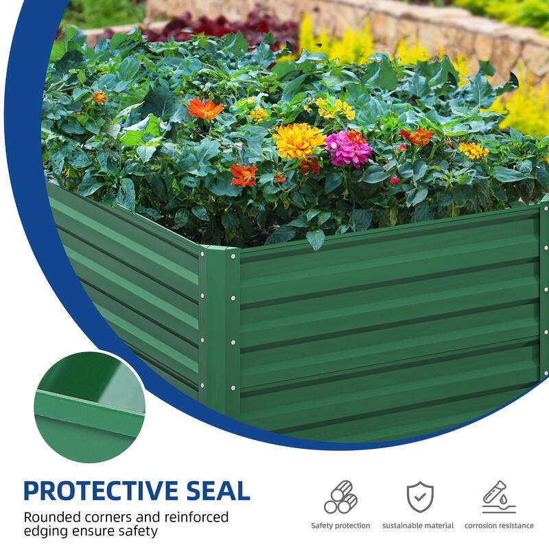 Moasis Outdoor Metal Raised Garden Bed with Gloves