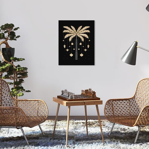 slide 2 of 7, Wynwood Studio Canvas Holiday and Seasonal Golden Palm Tree for the Season Black Glam Wall Art Canvas Print 16 x 20