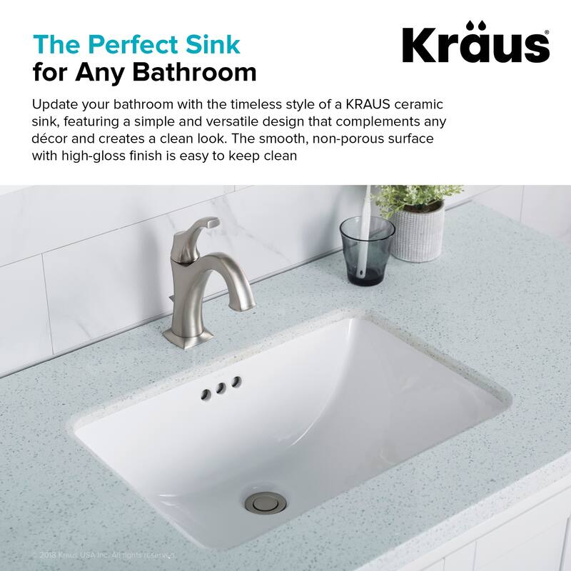 Kraus Pack of (2) Elavo 21" Rectangular Ceramic Undermount Bathroom