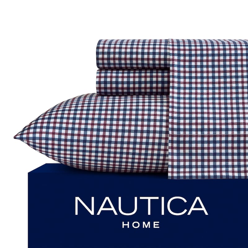 Nautica Printed Soft & Cozy Deep Pocket Sheet Set - Heritage Plaid Blue - Full
