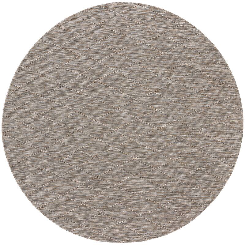 Nourison Practical Solutions Indoor/Outdoor Geometric Area Rug - Grey/Mocha - 8'xRound