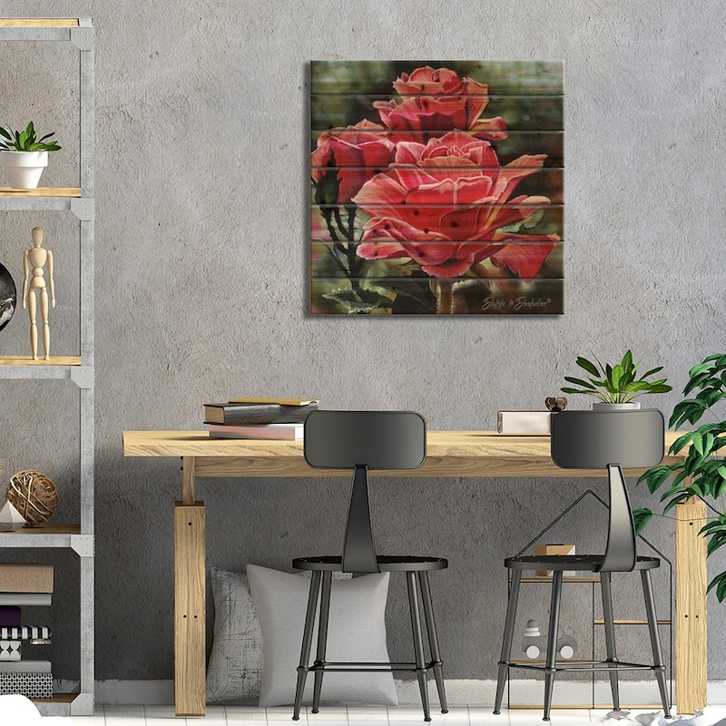 3 Roses Print On Wood by Dakota Daetwiler - Multi-Color