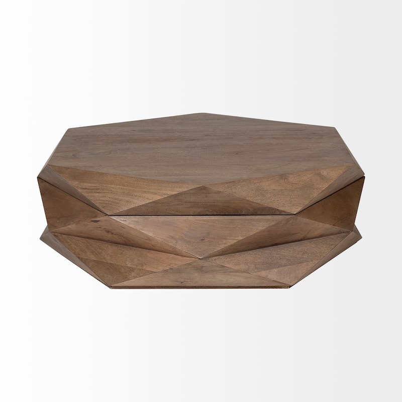 Arreto Medium Brown Solid Wood Hexagonal Coffee Table w/ Storage - 48.0L x 48.0W x 15.0H
