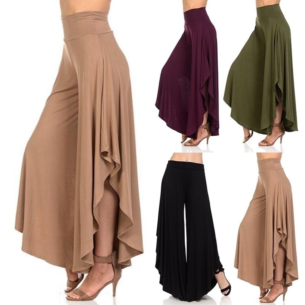 Shop Fashion Irregular Casual Loose Wide Leg Pants Yoga Flare