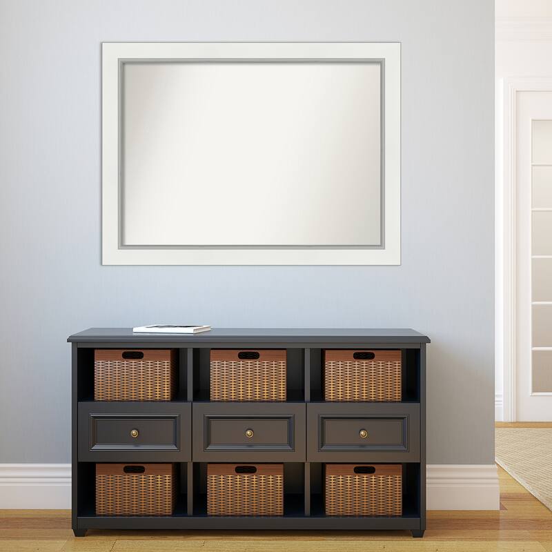 Non-Beveled Bathroom Wall Mirror - Eva White Silver Frame