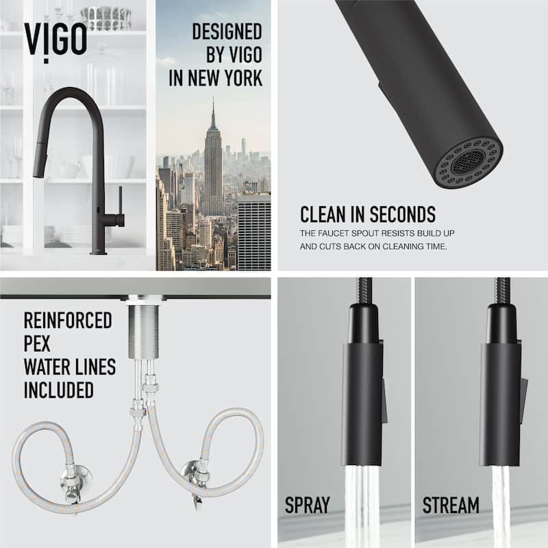 VIGO Greenwich 18" H Single Handle Pull-Down Sprayer Kitchen Faucet with Touchless Sensor