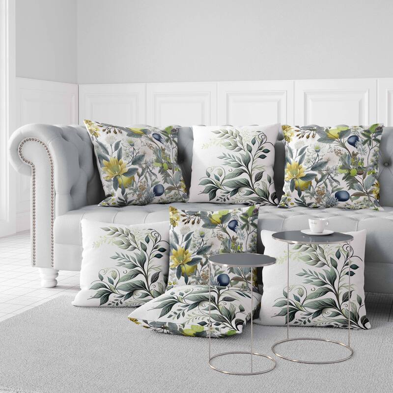 White And Blue Orchid Whisper Faux Suede Throw Pillow