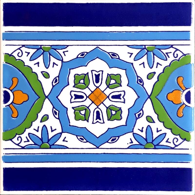 Fatima Blue Linear Design Bathroom Kitchen Pool Waterline 6x6 tiles
