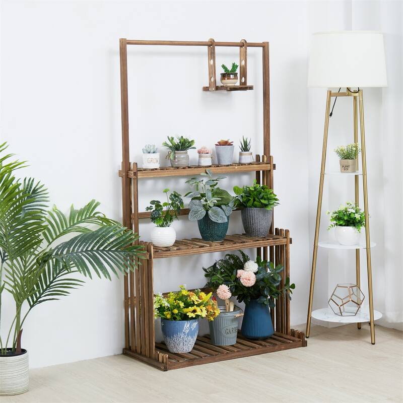 3 Tier Wooden Flower Stand for Multiple Flower Planter Holder Tall Large Rack for Living Room Garden Balcony