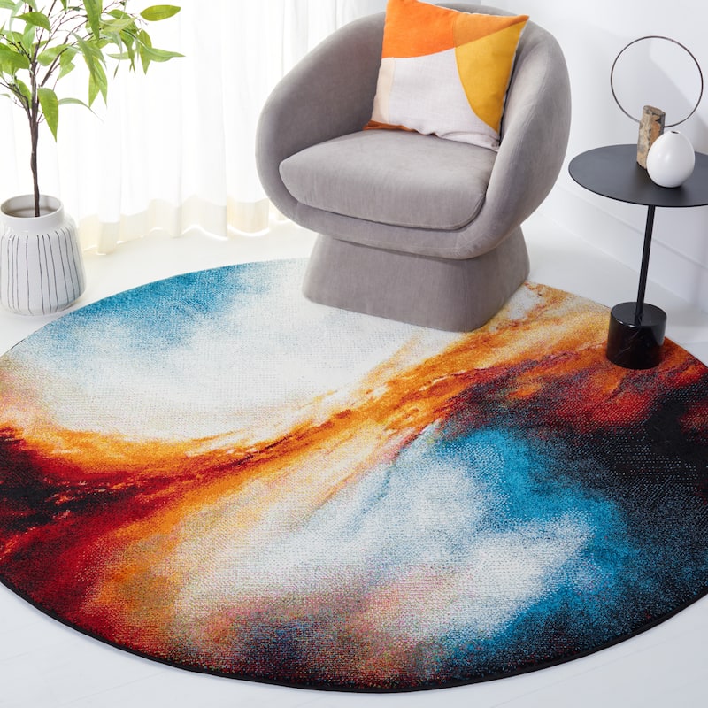 SAFAVIEH Galaxy Jayati Rug - 6'7" Round - Orange/Multi