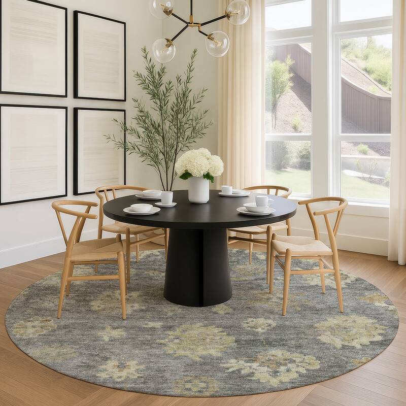 Machine Washable Indoor/ Outdoor Casual Traditional Chantille Rug