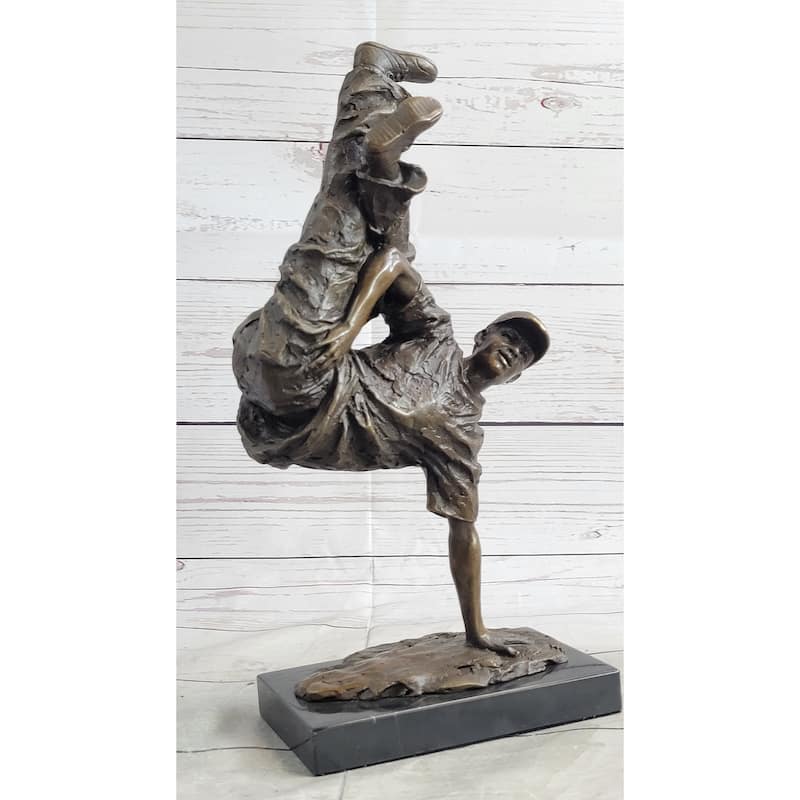 Hip Hop Breakdancer Bronze Metal Statue Sculpture Figure Signed Original Art 12 Inches X 6 Inches