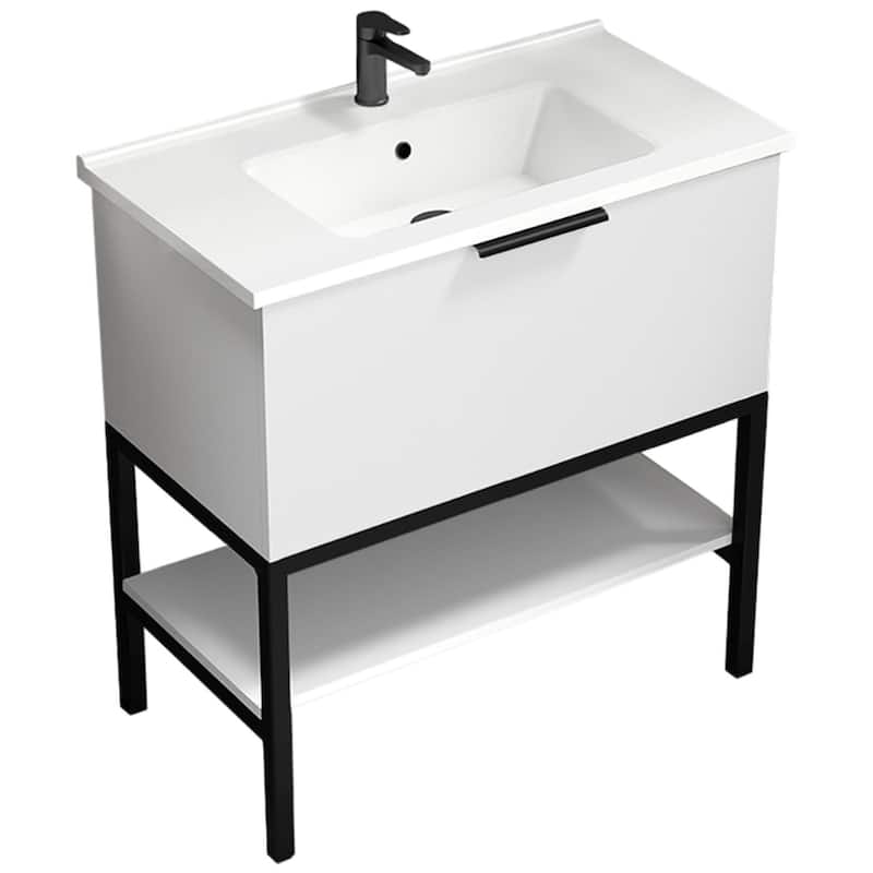 Nameeks Bodrum-3318 Bodrum 30" Free Standing Single Basin Vanity Set - Glossy White - Glossy