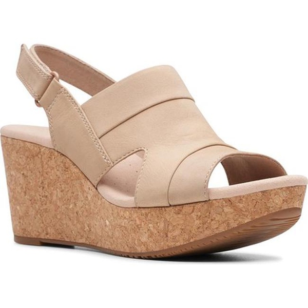 Shop Clarks Women s Annadel Ivory Wedge Sandal Sand Nubuck