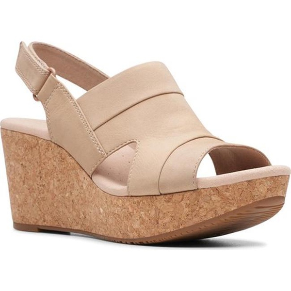 Shop Clarks Women s Annadel Ivory  Wedge  Sandal  Sand Nubuck 