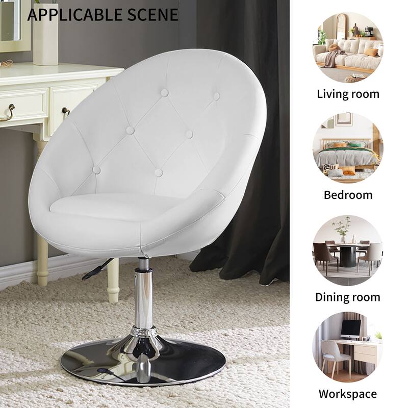 Contemporary Jumbo Size Button Tufted Swivel Vanity Accent Chair