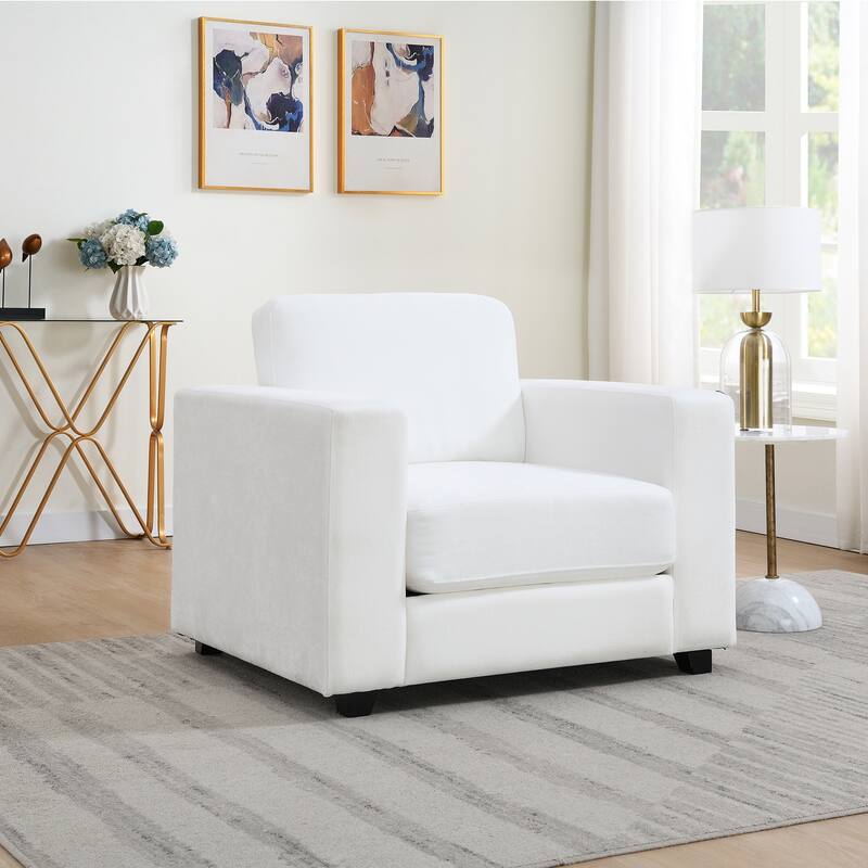 GDFStudio - Xandrevus Chenille Fabric Accent Chair - Ivory