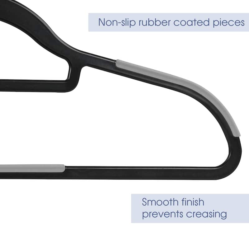 Elama Home 50 Piece Plastic Non Slip Hanger in Black and Gray