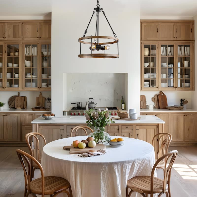 Modern Farmhouse 3-Light Drum Chandelier for Dining Room Kitchen Island