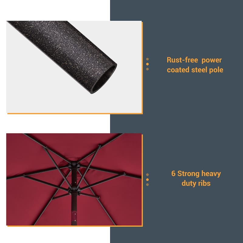 LIVOOSUN Patio 7.5 FT LED Market Umbrella,Table Umbrella w/Tilt Button