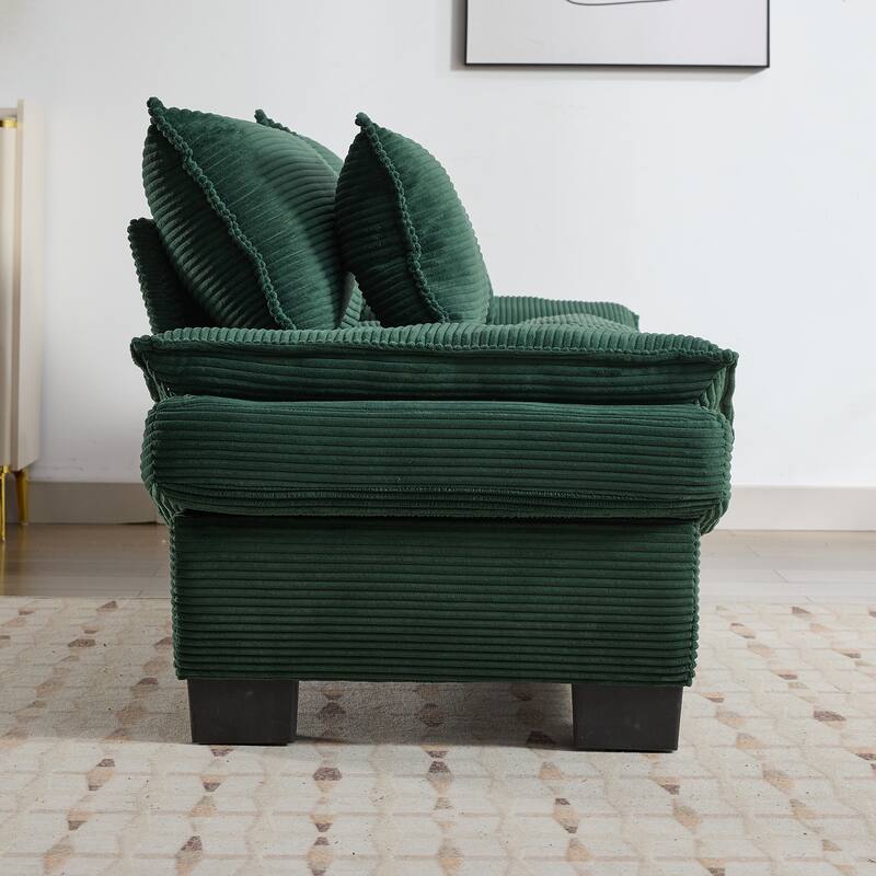 Corduroy Couch Loveseat Sofa with Pillows,Comfy Upholstered Deep Seat Sofa for Bedroom,Living Room,Office