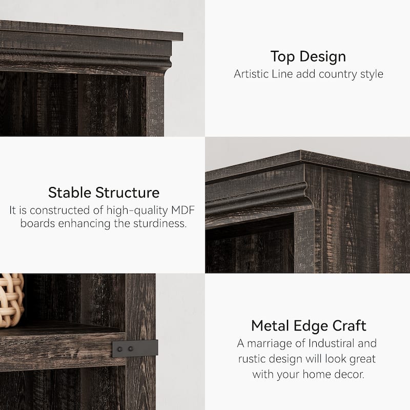 5-Shelf Bookcase, Modern Floor Standing Display Storage Shelves