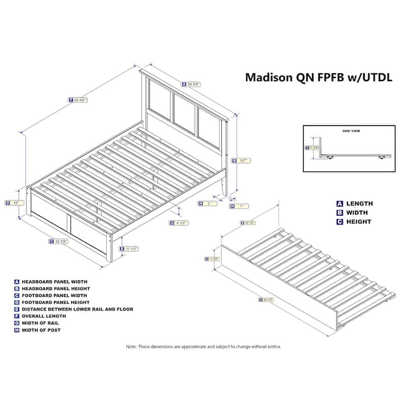 AFI Madison Platform Bed with Footboard & Twin XL Trundle