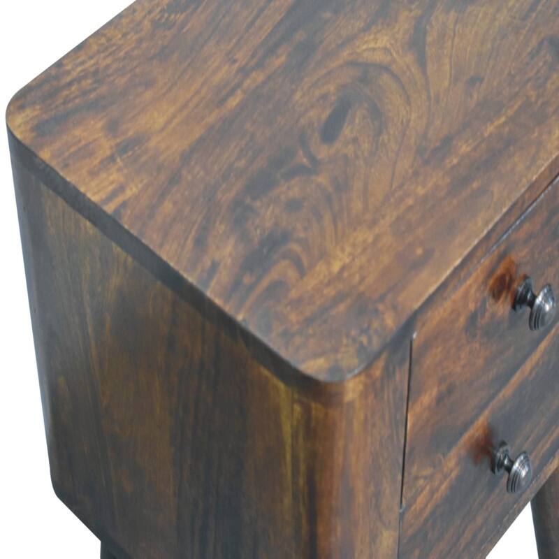 HomeRoots 24" Chestnut Solid Wood Square Two Drawer Nightstand