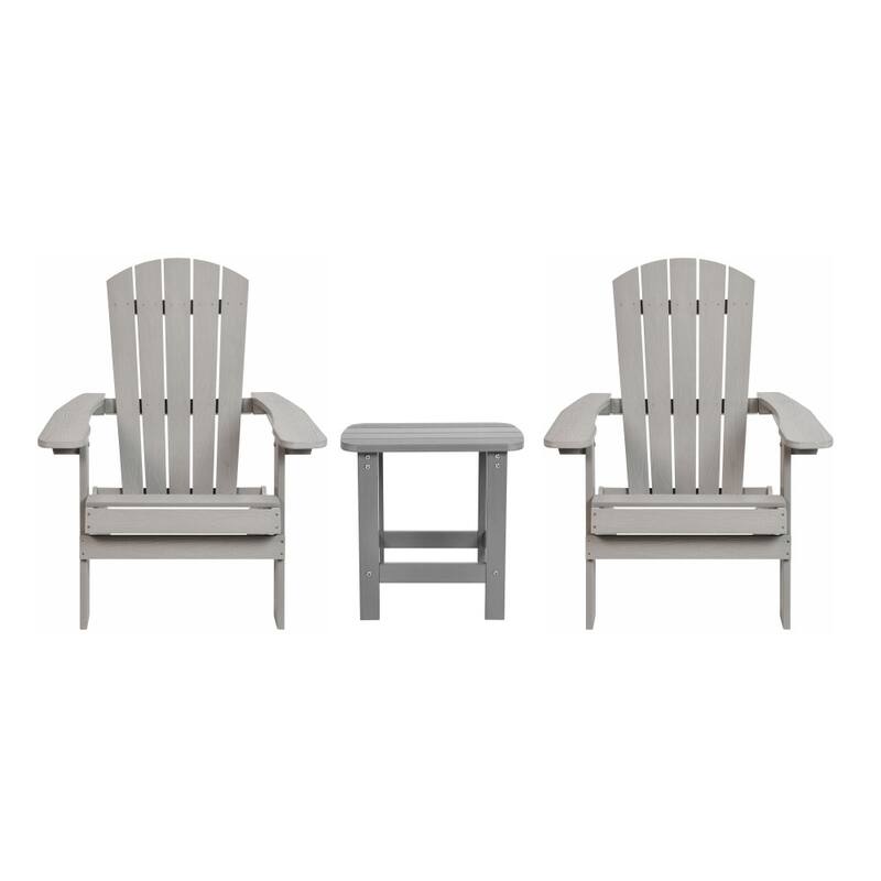 Set of 2 Indoor/Outdoor Folding Adirondack Chairs with Side Table