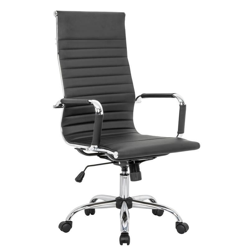High-Back Ergonomic Office Chair with Faux Leather, Lumbar Support, Tilt Lock and Swivel Rolling Base