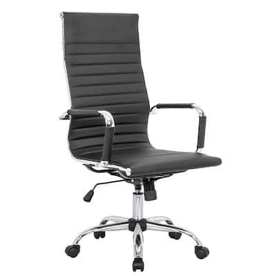 High-Back Ergonomic Office Chair with Faux Leather, Lumbar Support, Tilt Lock and Swivel Rolling Base