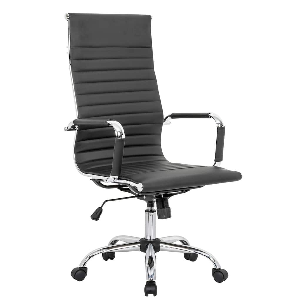 High-Back Ergonomic Office Chair with Faux Leather, Lumbar Support, Tilt Lock and Swivel Rolling Base