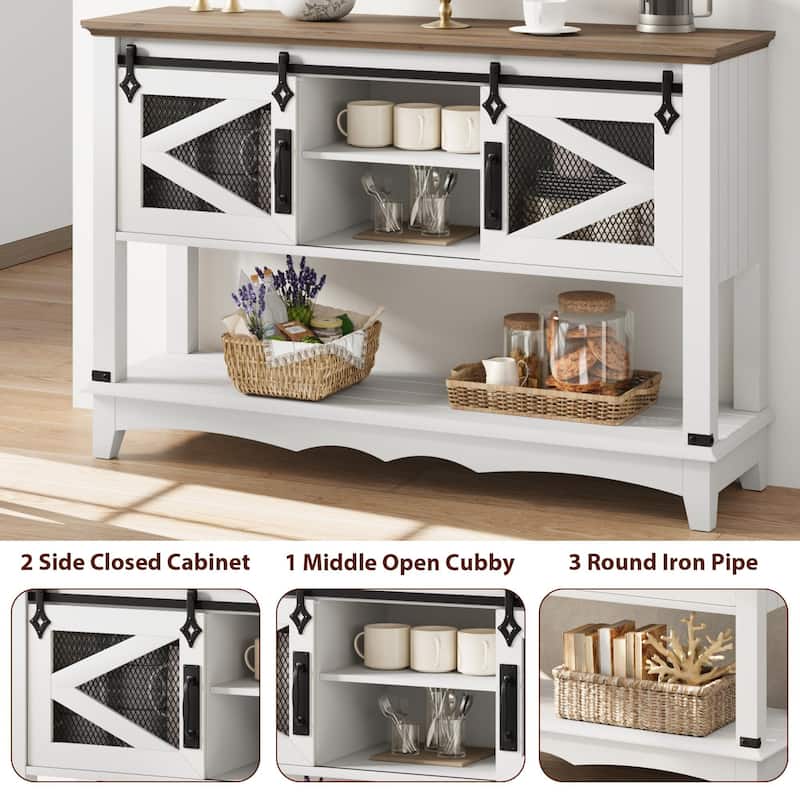 46" Entryway Table with Cabinet, Farmhouse Console Table with Storage