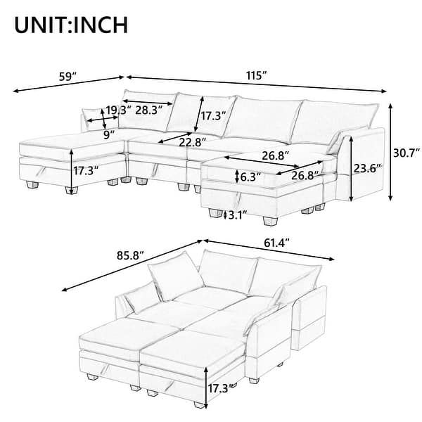 Modern Large U-Shape Modular Sectional Sofa - Bed Bath & Beyond - 37998215