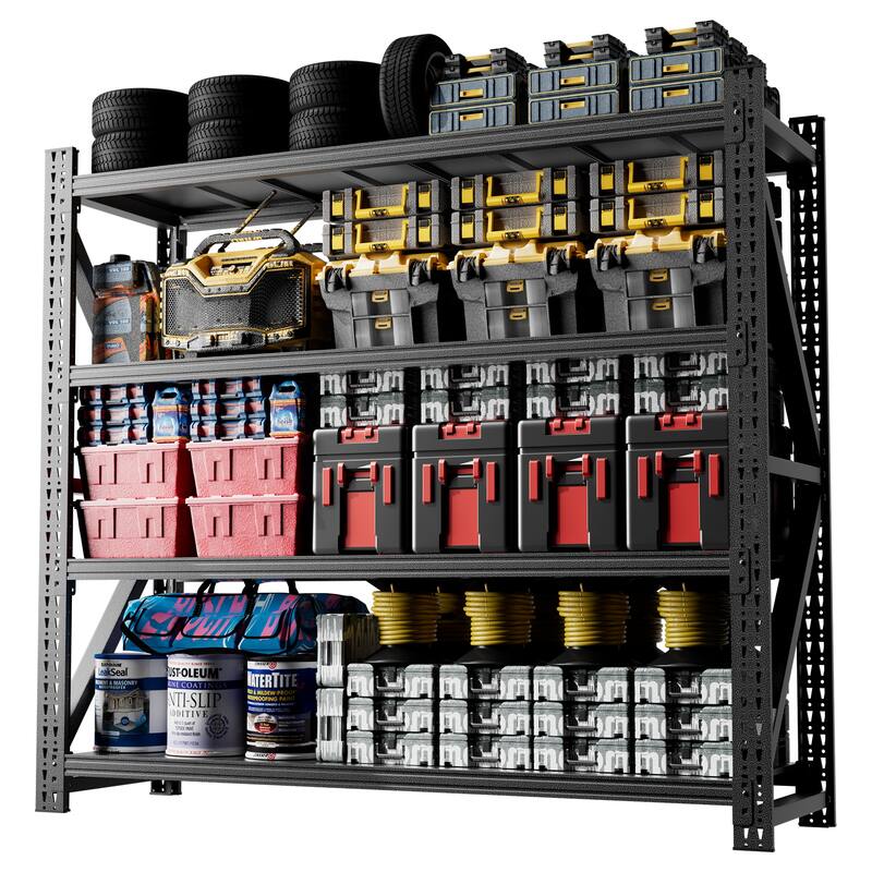 Heavy Duty Metal Adjustable Garage Shelves, 75"H Industrial Shelving Unit 4000LBS Capacity Steel Storage Rack