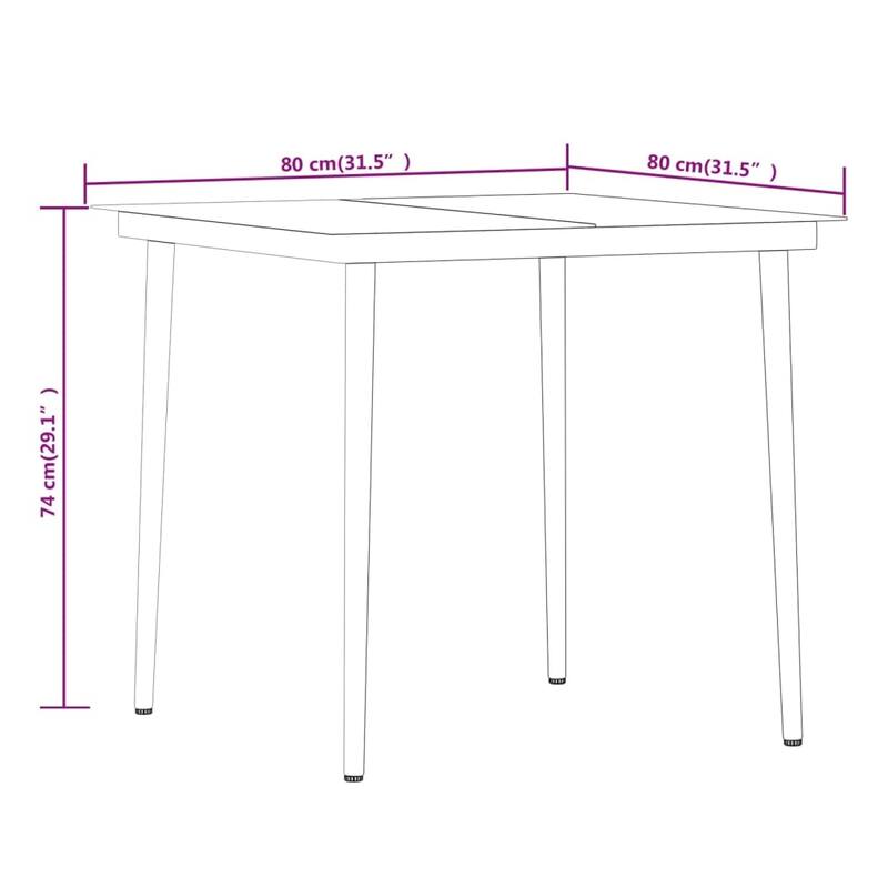 vidaXL Patio Dining Set Seat 3/5/7 Piece Black/Gray 31.5"/55.1" Table Length
