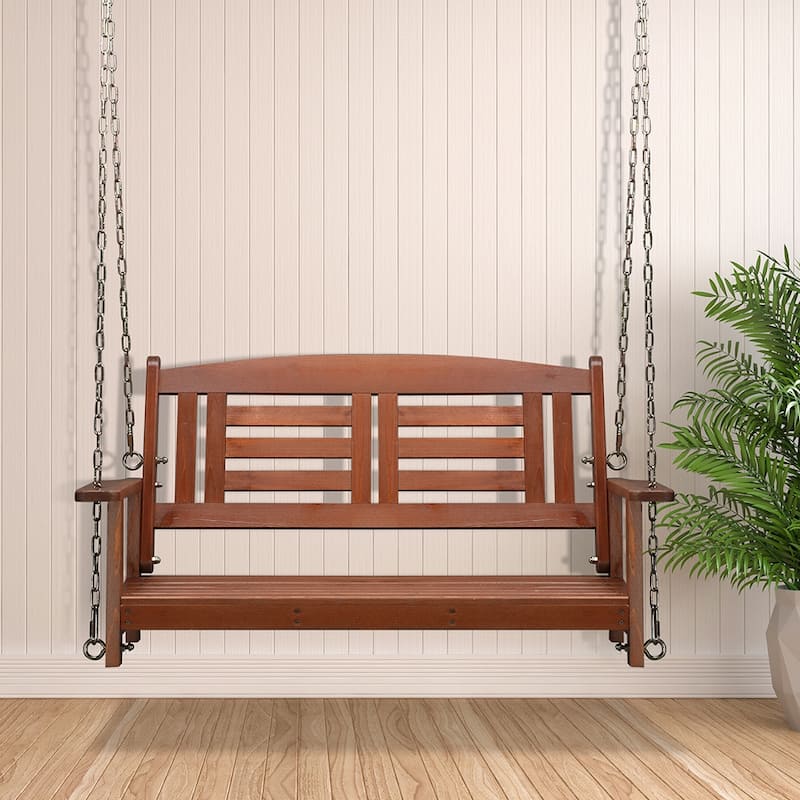 Double Wooden Swing with Chain, Reddish Brown - Bed Bath & Beyond ...