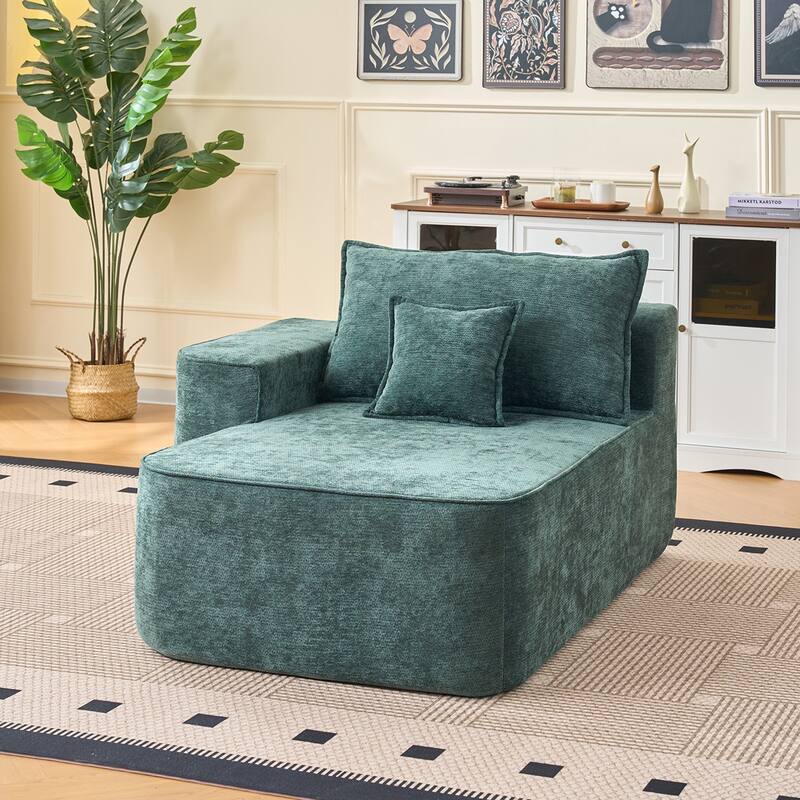 L Shaped Modular Sectional Sofa with Chaise Lounge, Chenille Upholstered Cloud Couch, Full Compressed Corner 4 Seat Sofa
