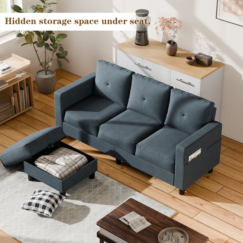 Futzca Modern L-shaped Convertible Sectional Sofa w/ Reversible Chaise