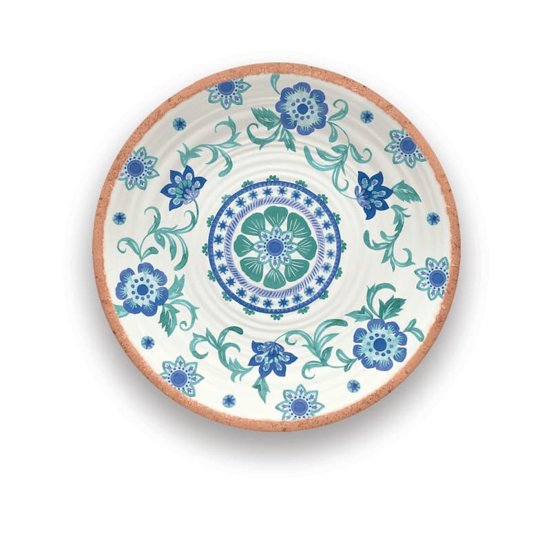 Abode Homewares Rio Turquoise Melamine Floral Round Serving Platter - Multicolor - 14" - Multicolor