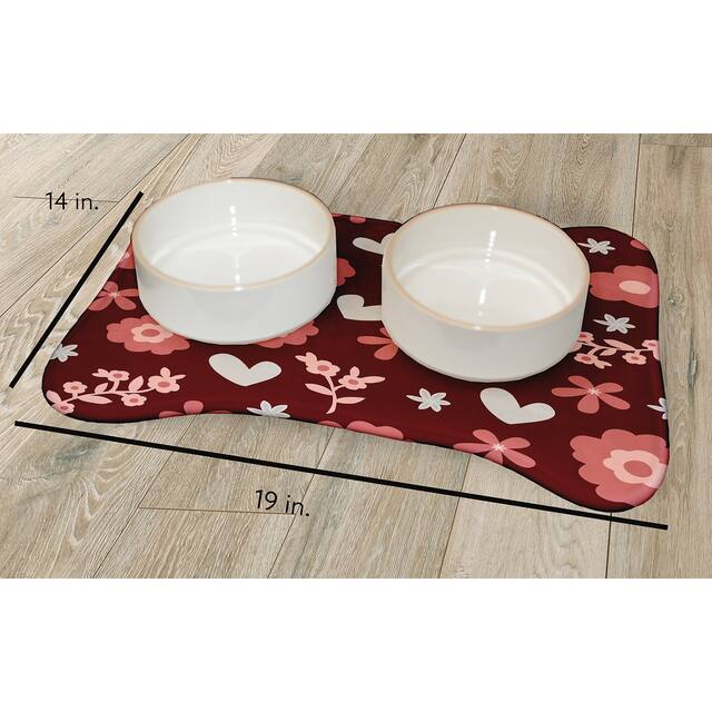 Flowery Love Pet Feeding Mat for Dogs and Cats