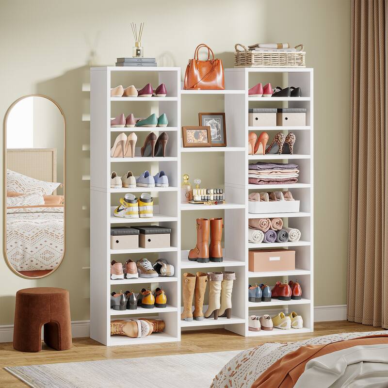 46 Pairs Shoe Storage Cabinet for Entryway, Living Room, Closet, White, 14 Tier - 47.2" W x 11.8" D x 59" H