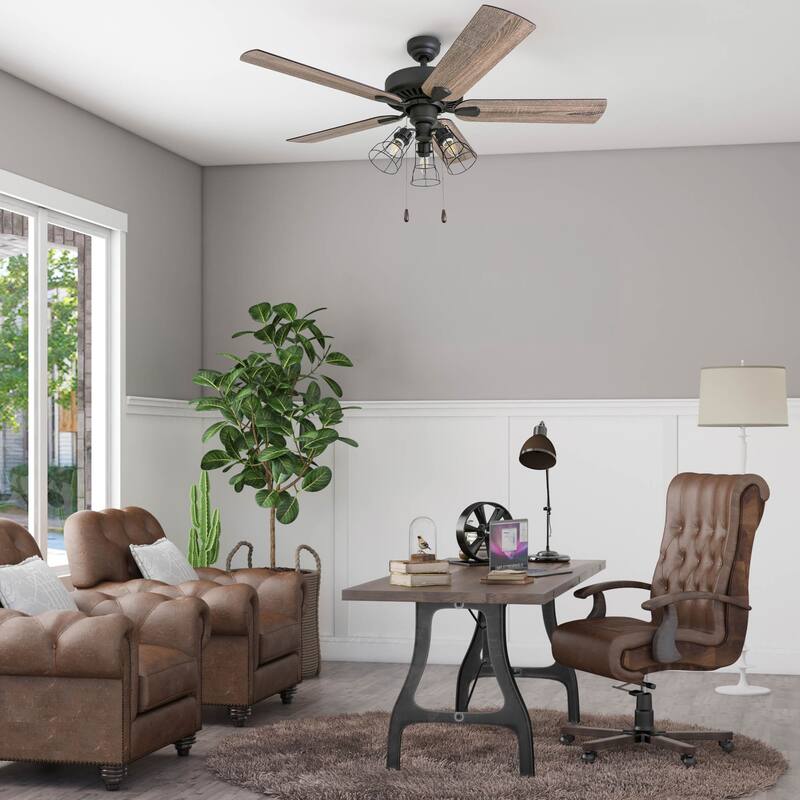 52" Prominence Home Inland Seas Bronze Industrial Style LED Ceiling Fan with Light, Pull Chain