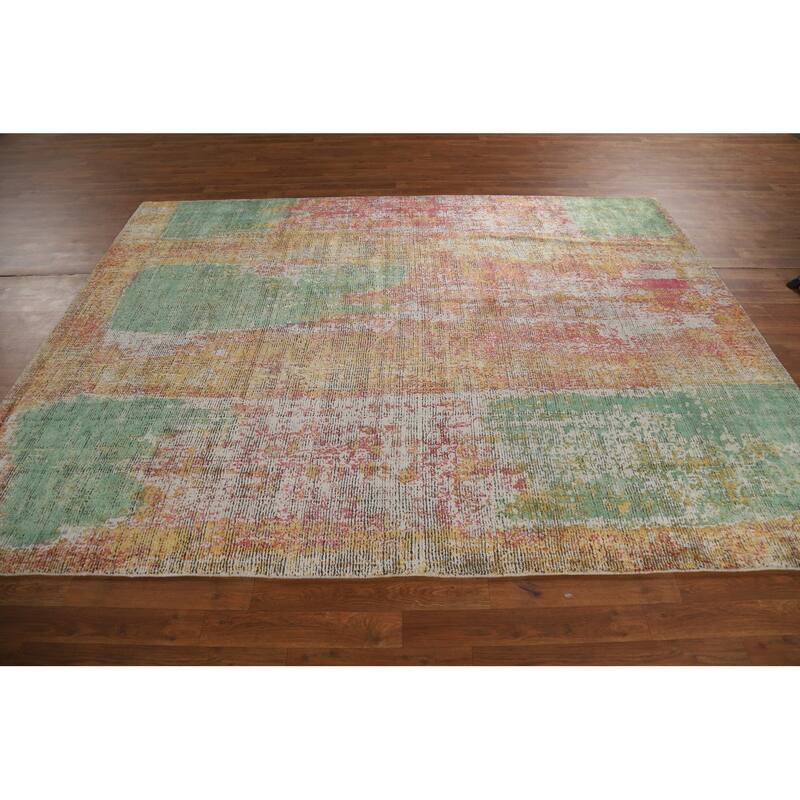 Contemporary Colorful Abstract Indian Area Rug Handmade Wool Carpet - 6'6"x 8'6"